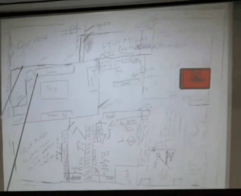 Crime scene map showing room labels